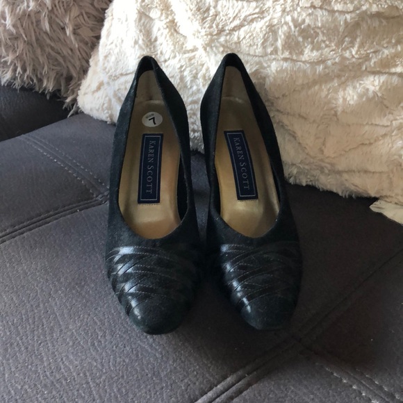 KAREN SCOTT Black Suede Heels S7AA - Picture 2 of 9